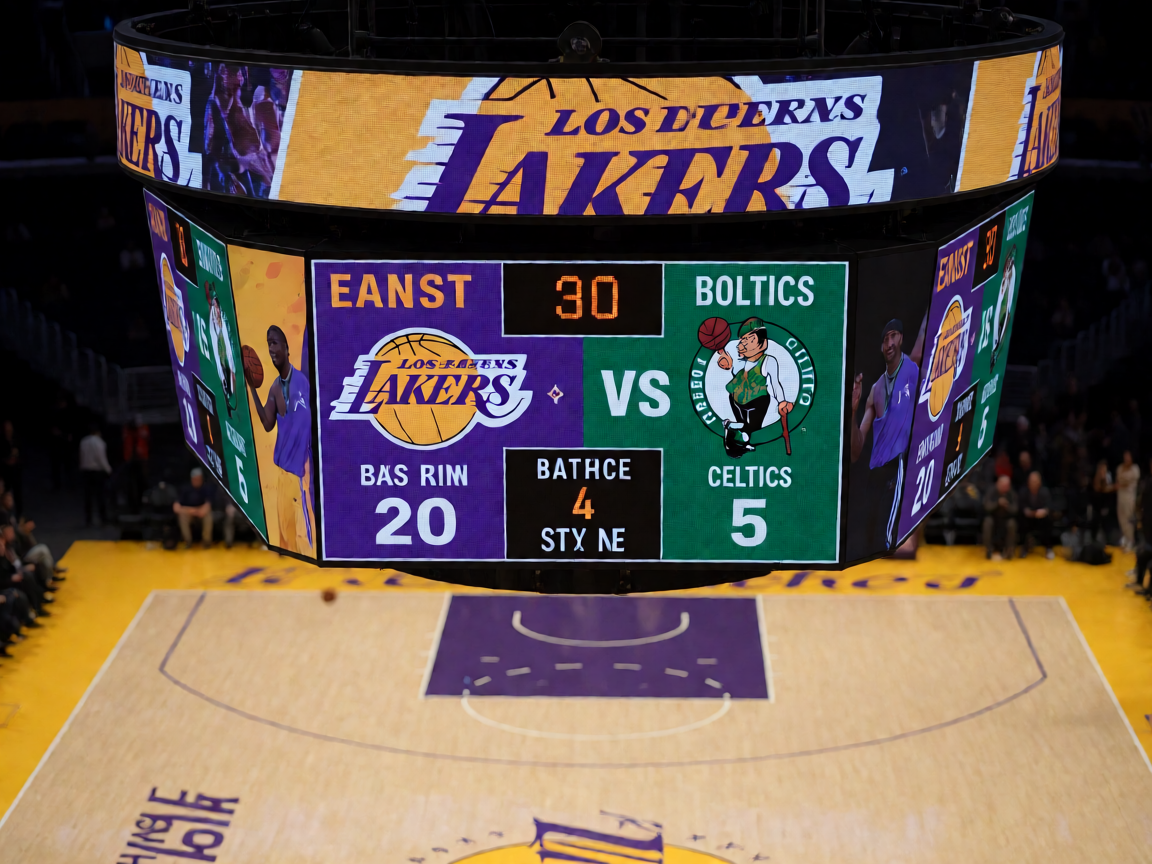 NBA比赛比分牌特写图片